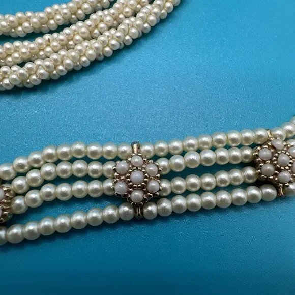 Vintage Ciner Gold Tone Pearl Twist Necklace Clip On Earrings Runway Set Signed
